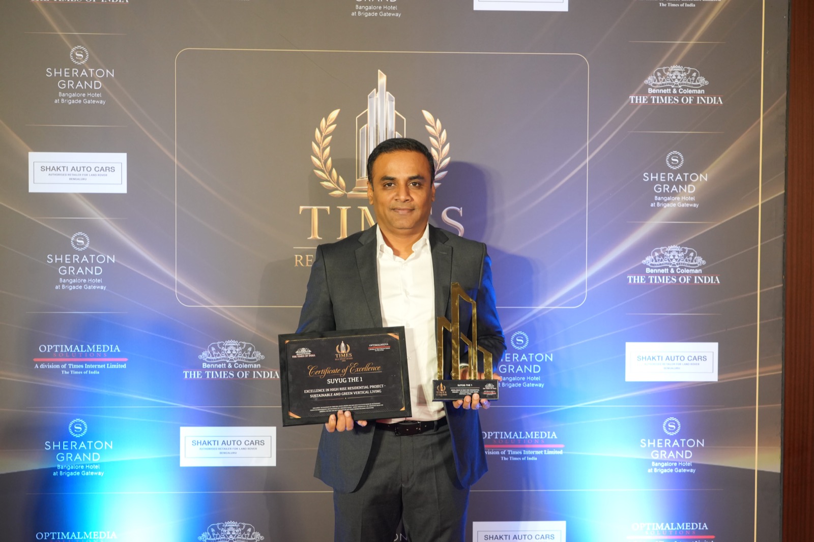 THE1's certificate and trophy held at the Times Real Estate Awards evening