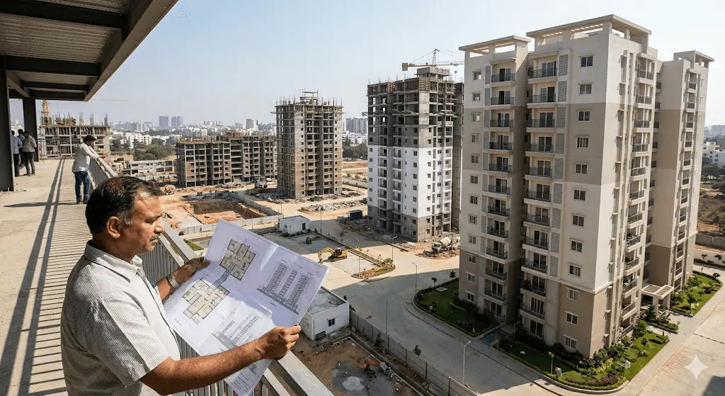 NRI buyer verifying tower-wise RERA registration and construction status in a Bangalore residential township