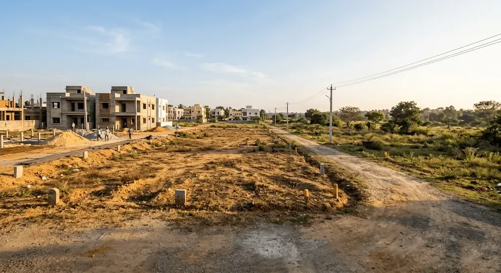Land parcel on Sarjapur Road requiring DC conversion verification before NRI property purchase under FEMA rules