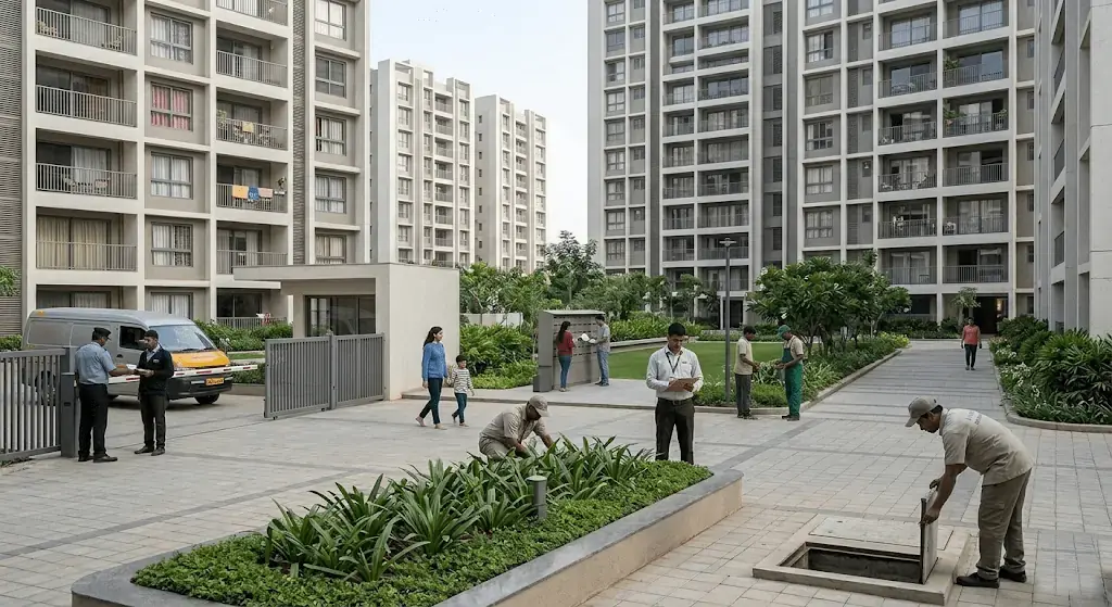 Professionally managed apartment community in Sarjapur Road with maintenance, security, and rental management support for NRI property owners