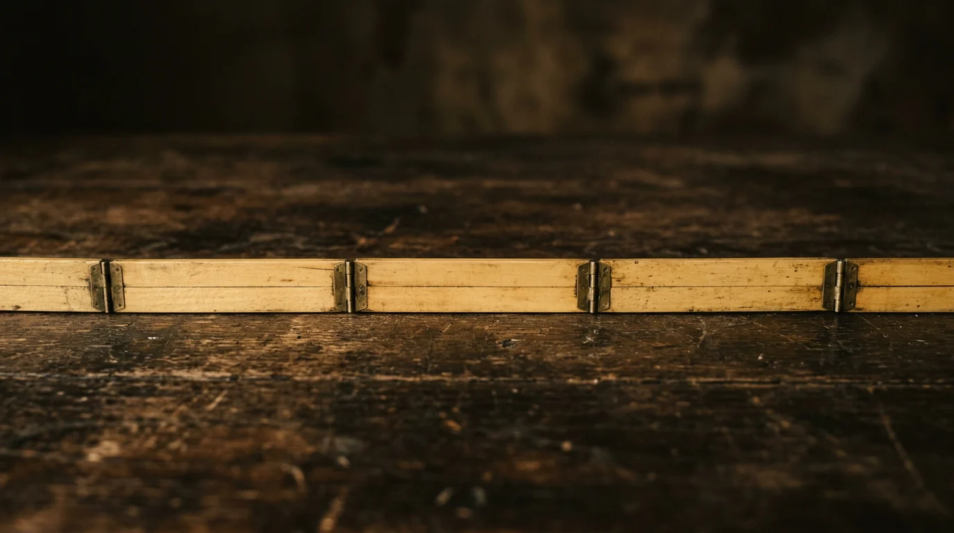 A segmented boxwood folding rule opened out into a straight line