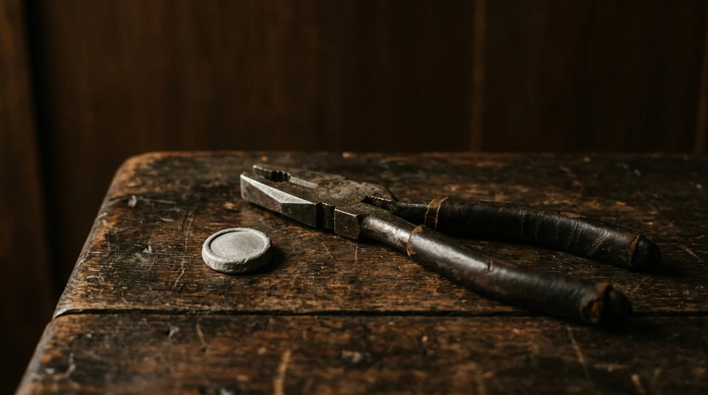 A small lead seal and a pair of crimping pliers lying together