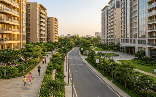 Comparison of premium and luxury apartment communities in Bangalore showing differences in density, open space, and residential experience