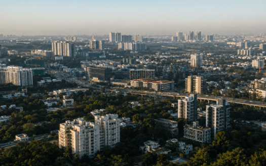 Panoramic view of Bangalore showing diverse residential corridors and commercial districts influencing apartment prices across the city in 2026
